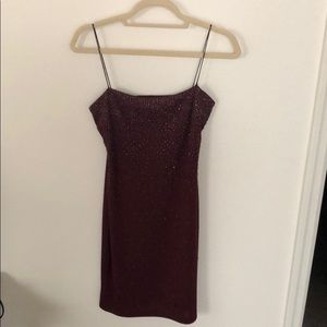 Vintage spaghetti strap maroon mini dress